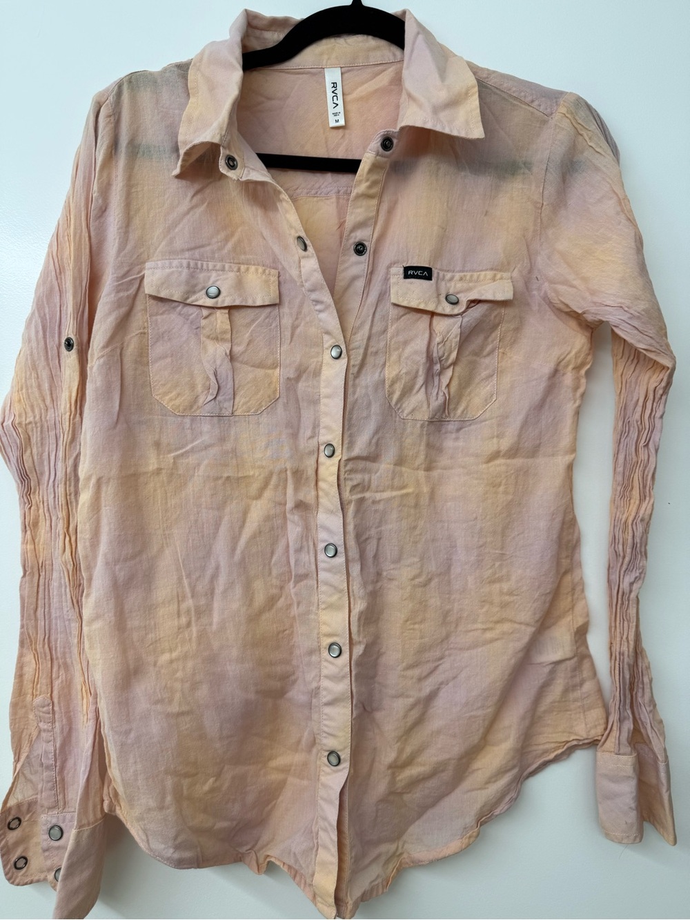 RVCA Light Peach Casual Button-Up Shirt